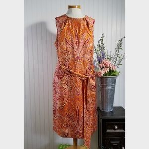 | talbots | orange floral silk shift dress
